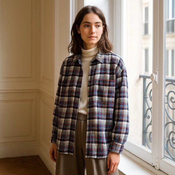Outerknown Blanket Shirt Sierra Flannel Oversized Plaid Light Shacket Top Pride - Picture 1 of 10